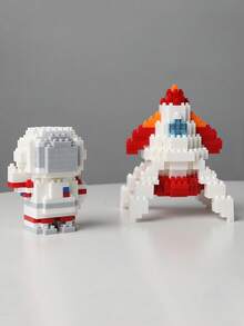 1入組拼裝積木宇航員和火箭設計DIY智能積木玩具 - 彩色 - 查看 1