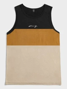 Manfinity VCAY Men Cotton Letter Graphic Colourblock Tank Top - Multicolor - View 1