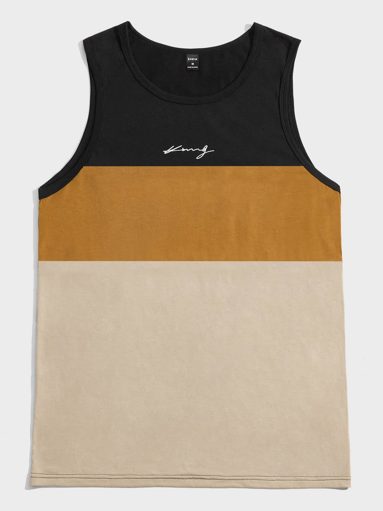 Manfinity VCAY Men Cotton Letter Graphic Colourblock Tank Top - Multicolor - View 1