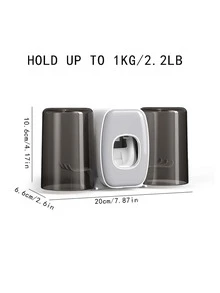 1pc Plastic Wall Mounted Toothbrush Storage Rack, Multifunctional Punch-free Electric Toothbrush Holder For Bathroom - Grey - View 3