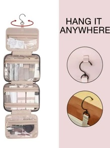 Women Toiletry Bag Hanging Travel Makeup Organizer Cosmetic Bag Makeup Bag Cruise Essential Toiletry Bags Summer Travel Essentials For Beach Vacation Holiday School Supplies Dorm Essentials Back To School - Pink - View 3