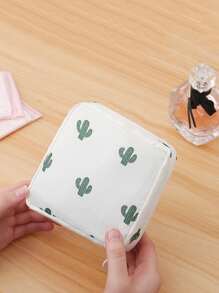 1 túi đựng băng vệ sinh in hình xương rồng - trắng - Xem 2