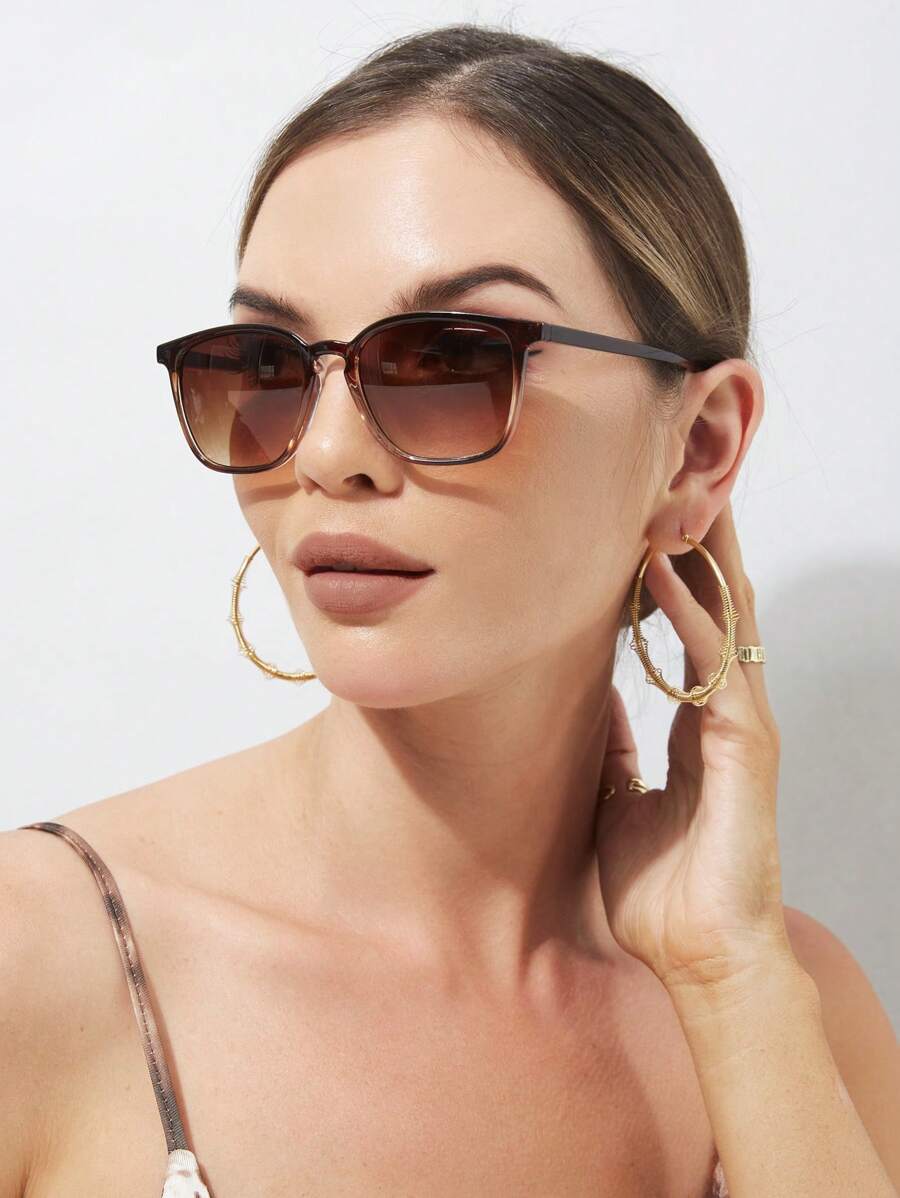 1 件女士经典复古简约休闲方形塑料框太阳镜，时尚欧美风格防紫外线太阳镜适合日常穿着和度假海滩配饰女士太阳镜太阳镜色调百搭适合毛衣牛仔裤运动裤连帽衫夹克连衣裙和长袖衬衫时尚遮阳优雅装扮家庭出游旅行度假适合夏季海滩度假、户外、旅行