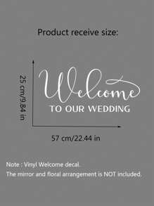 1pc Wedding Welcome Sign Vinyl Wall Stickers Removable Rustic Decals Wedding Room Decor - White - View 3