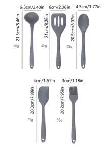 5入組矽膠炊具套裝 - 灰色 - 查看 5