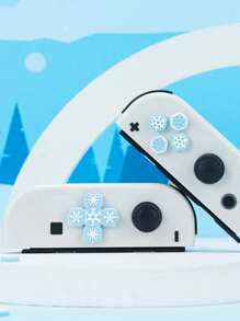 GeekShare 10 Piezas Lo Que Cubría La Dirección En Forma De Cruz Con Copo De Nieve Y Botón Abxy Para Switch/oled - Azul y blanco - Ver 2