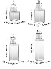 1入組收納盒，家用簡約透明多功能洗衣液收納盒帶量杯 - 無色 - 查看 2