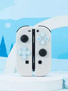 GeekShare 10 Piezas Lo Que Cubría La Dirección En Forma De Cruz Con Copo De Nieve Y Botón Abxy Para Switch/oled - Azul y blanco - Ver 6