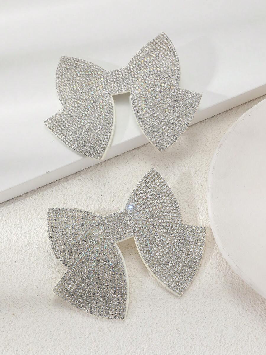 2pcs Bow Decor Alligator Hair Clip - Silver - View 1