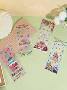 50pcs Plastic Gift Wrapping Bag, Slogan & Cake Pattern Gift Bag,Christmas Valentine Day