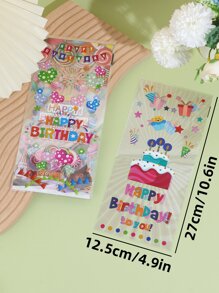 50pcs Plastic Gift Wrapping Bag, Slogan & Cake Pattern Gift Bag,Christmas Valentine Day