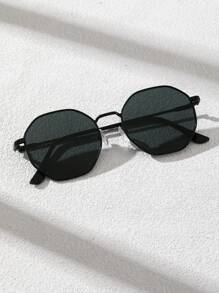 1 对男士几何框架时尚眼镜，适合户外 - 灰色 - 查看 3