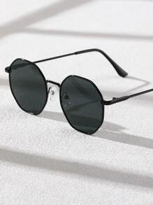 1 对男士几何框架时尚眼镜，适合户外 - 灰色 - 查看 4