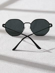 1 对男士几何框架时尚眼镜，适合户外 - 灰色 - 查看 5