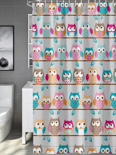 1pc Owl Pattern Waterproof Shower Curtain Home Bathroom Decor Fall Decor Bathroom Accessories Back To School