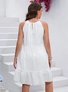 SHEIN VCAY 大碼荷葉邊掛脖洋裝 - 白色 - 查看 2