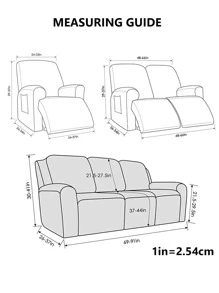 1pc Solid Color Recliner Slipcover, Modern Polyester Recliner Stretch Sofa Slipcover - Dark Grey - View 4
