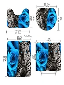 1 tấm thảm tắm in hoa & da báo hoặc 1 tấm rèm tắm - Nhiều màu - Xem 2