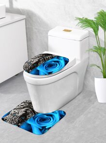 1 tấm thảm tắm in hoa & da báo hoặc 1 tấm rèm tắm - Nhiều màu - Xem 4