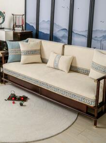 1pc Geometric Pattern Sofa Towel, Modern Polyester Sofa Cover Blanket For Home, All Season - Beige - View 2