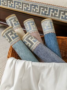 1pc Geometric Pattern Sofa Towel, Modern Polyester Sofa Cover Blanket For Home, All Season - Beige - View 3