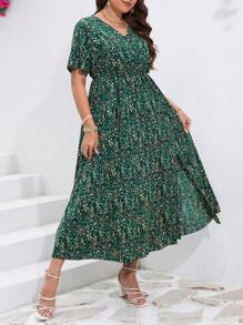 SHEIN Clasi Đầm Plus Size Trọn gói Tách cao Tất cả trên in Giải trí - Nhiều màu - Xem 4