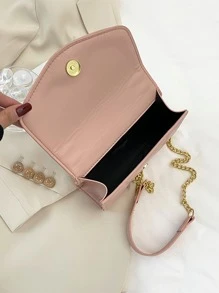 絎縫方形包迷你翻蓋粉色 - 白色 - 查看 3