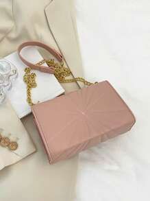 絎縫方形包迷你翻蓋粉色 - 白色 - 查看 4