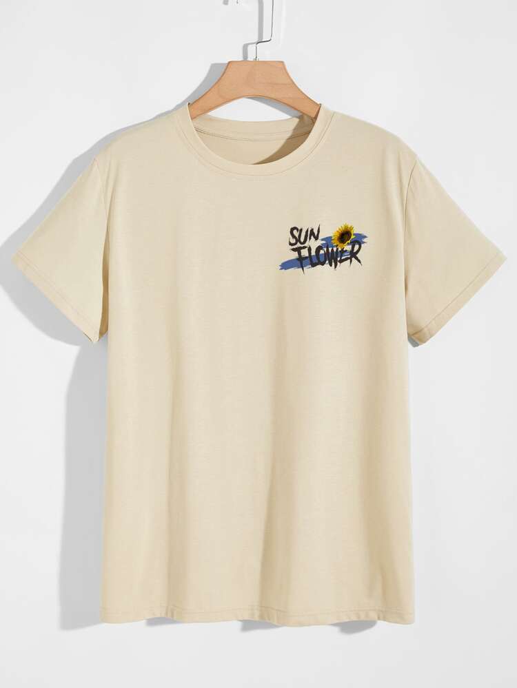 Men T-Shirts Fit Crew Neck Short Sleeve Graphic Tee Floral Colorful Summer Polyester