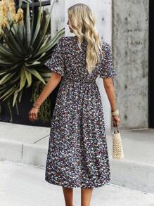 SHEIN VCAY Đầm Xù Họa tiết hoa Boho - Nhiều màu - Xem 2