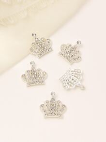 Bộ 5 Phụ kiện tóc tự làm sang trọng dành cho nữ Kẹp tóc hình vương miện có khoét rỗng & trang trí bằng kim cương giả - Bạc - Xem 2