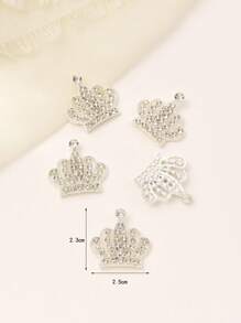 Bộ 5 Phụ kiện tóc tự làm sang trọng dành cho nữ Kẹp tóc hình vương miện có khoét rỗng & trang trí bằng kim cương giả - Bạc - Xem 3