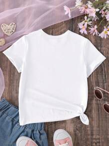 小女童1入組愛心和字母圖案T恤 - 白色 - 查看 2