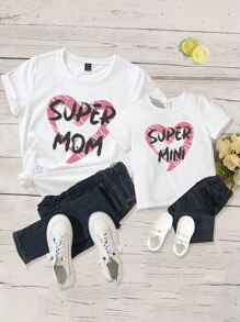 小女童1入組愛心和字母圖案T恤 - 白色 - 查看 3