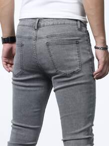Manfinity Homme Men Cotton Slant Pocket Skinny Jeans - Grey - View 4