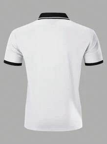 Manfinity Homme 男士翅膀印花拼接邊POLO衫 - 白色 - 查看 2