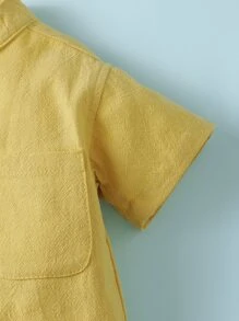 Đứa bé trai Đã vá Túi Nút Nửa Áo sơ mi - Màu vàng - Xem 4