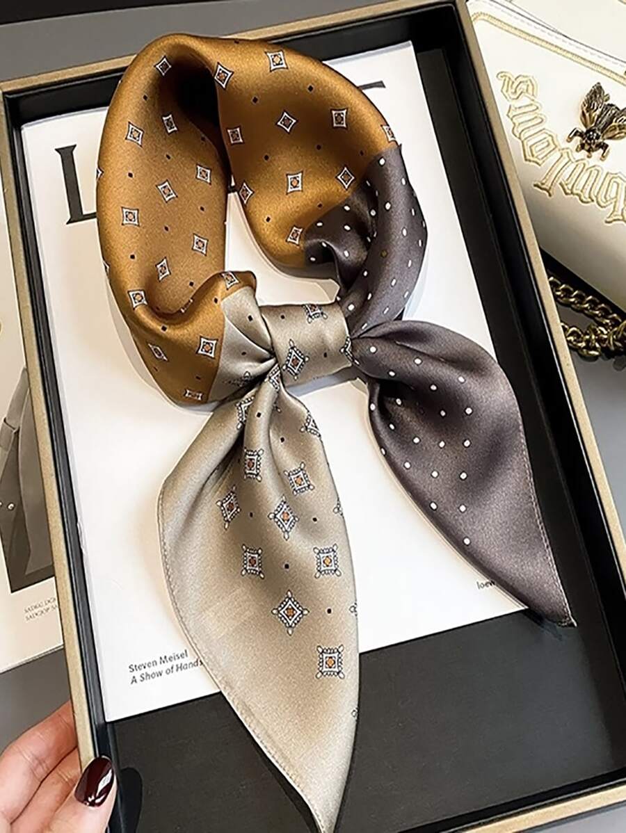 1pc Women Polka Dot & Geometric Pattern Fashionable Bandana For Daily Decoration - Multicolor - View 1