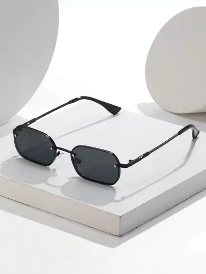  1 件男士迷你复古风格全金属时尚装饰眼镜，包括布、带和 PU 眼镜盒，适合夏季海滩度假、户外、旅行