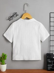 SHEIN 小男童素色前紐扣西裝領襯衫不帶T恤 - 白色 - 查看 2