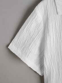 SHEIN 小男童素色前紐扣西裝領襯衫不帶T恤 - 白色 - 查看 4