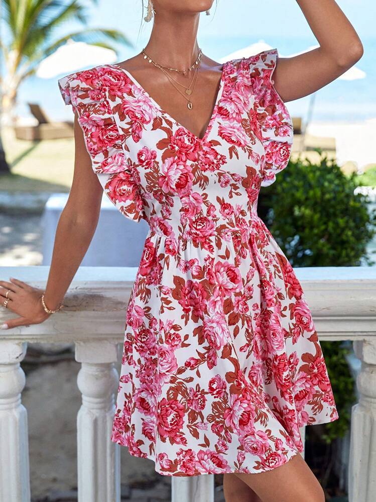 green emerald velvet dress Floral Corset Dresses for Women - Backless Sundress, Mini Floral Bustier,  Midriff Waist Shaper, Low Cut, Open Back Summer Dress main image 1