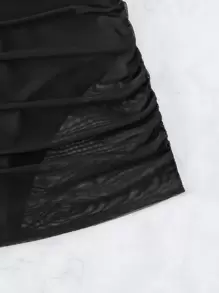 Swim Vcay 網紗拼接褶邊泳衣下裝