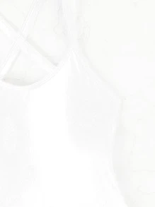 SHEIN Swim Summer Beach Criss Cross One Piece Swimsuit - White - View 3