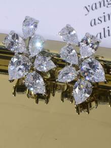 1對婚禮伴娘多方晶鋯石水滴形閃亮耳釘適合女士生日派對、約會禮物 - 白色 - 查看 4