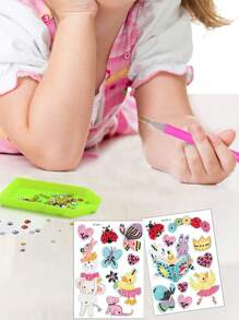 6pcs Cartoon Animal Pattern DIY Diamond Sticker, Modern PMMA DIY Diamond Painting Sticker For Home Decor - Multicolor - View 3