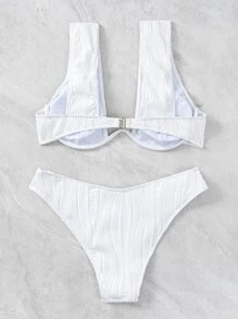 素色帶鋼圈比基尼泳裝 - 白色 - 查看 4