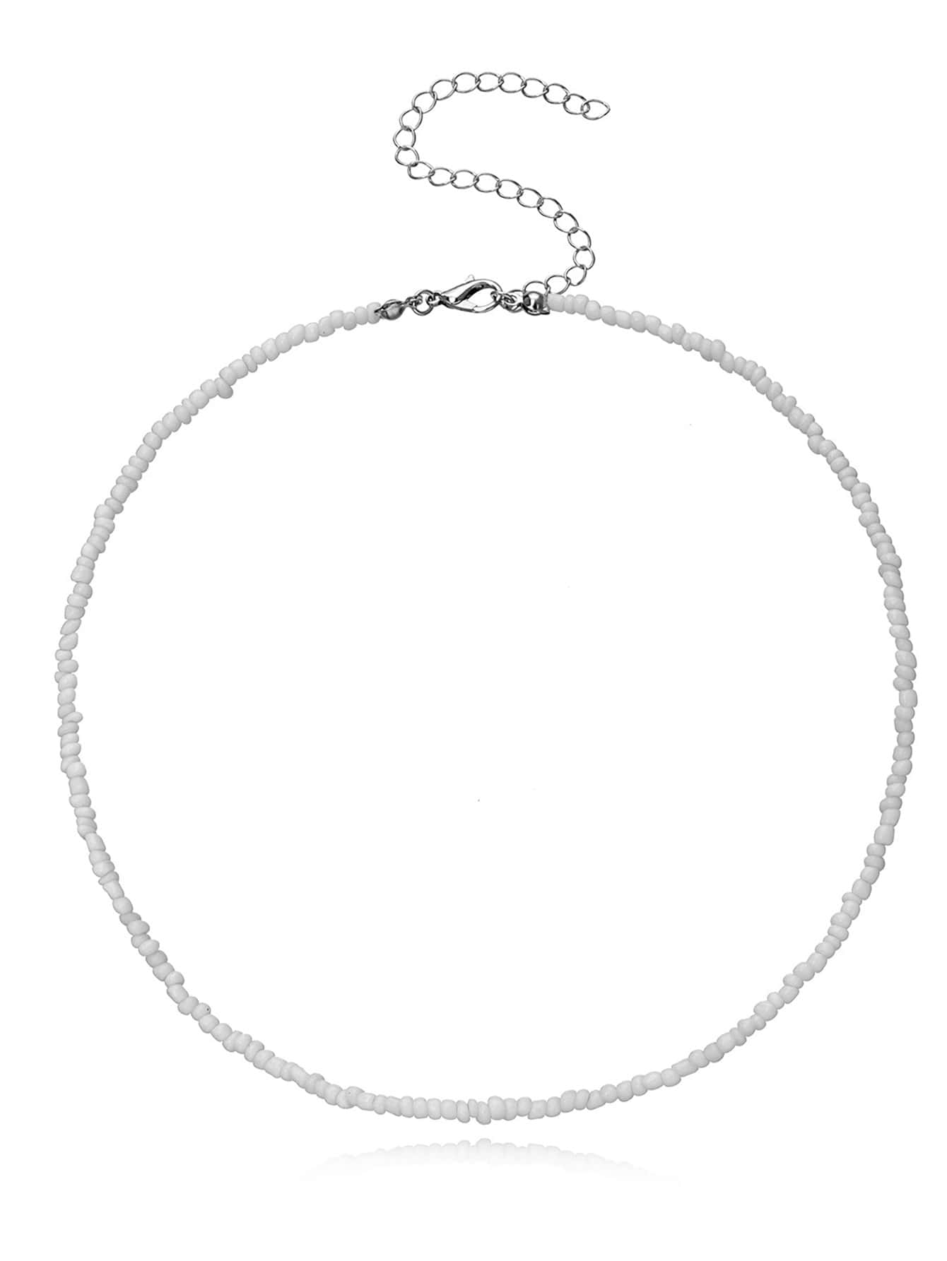 Cơm Hạt Đính Hạt Vòng Đeo Cổ Cho Nữ Xương Đòn Dây Chuyền Cổ Ngắn Nữ 2024 Trang Sức Thời Trang Mới - trắng - Xem 1