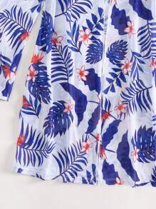SHEIN Swim 熱帶圖案開門襟和服罩衫 - 彩色 - 查看 4