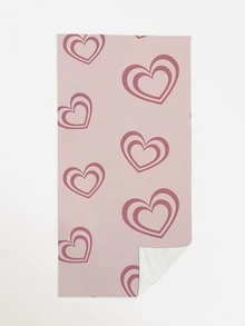1pc Heart Pattern Beach Towel, Modern Fabric Travel Beach Towel For Travel - Multicolor - View 3